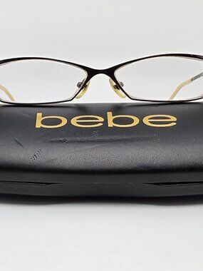 Bebe Genie Moonlight Gunmetal Cream Cat Eye Eyeglasses Frame w/ Case 54-13-135
